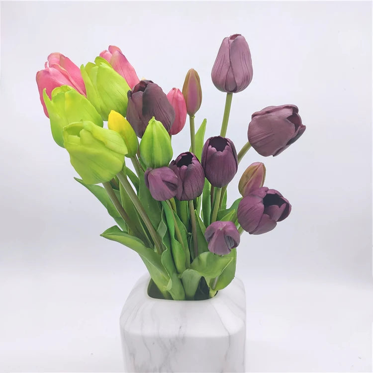Realistic Handmade Silk Tulip Flowers Artificial Tulip Flower Bouquet for Wedding Decorations
