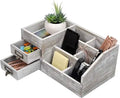 Old Rustic Wooden Office Desktop Storage Box Home Storage Box Multiple Layers 2 Drawers Eco-Friendly 34.6x20.9x16.4CM