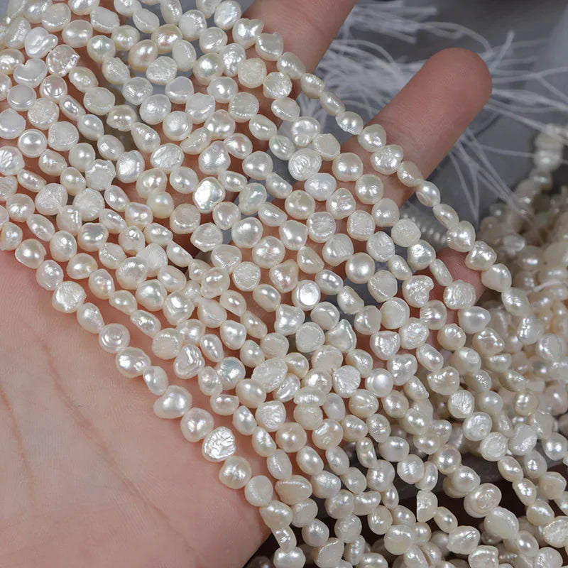 5-6mm Natural Freshwater Pearl DIY Semi-Finished Bead Chain Baroque Two-Faced Irregular Loose Pearls-Wholesale