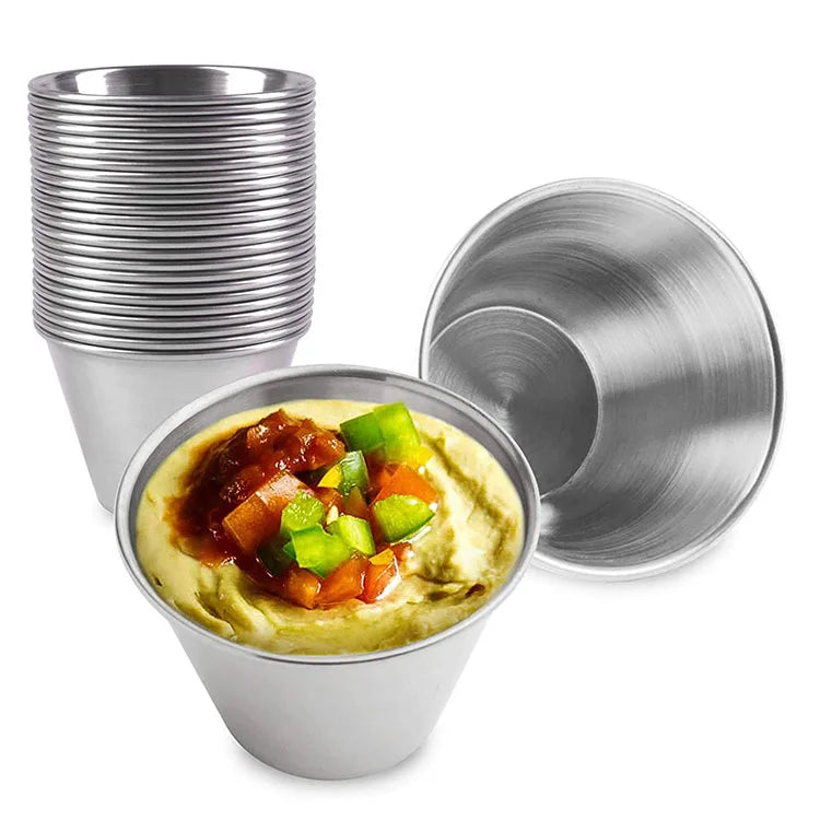 Mini Saucers Round Seasoning Dishes Stainless Steel Condiment Sauce Cup