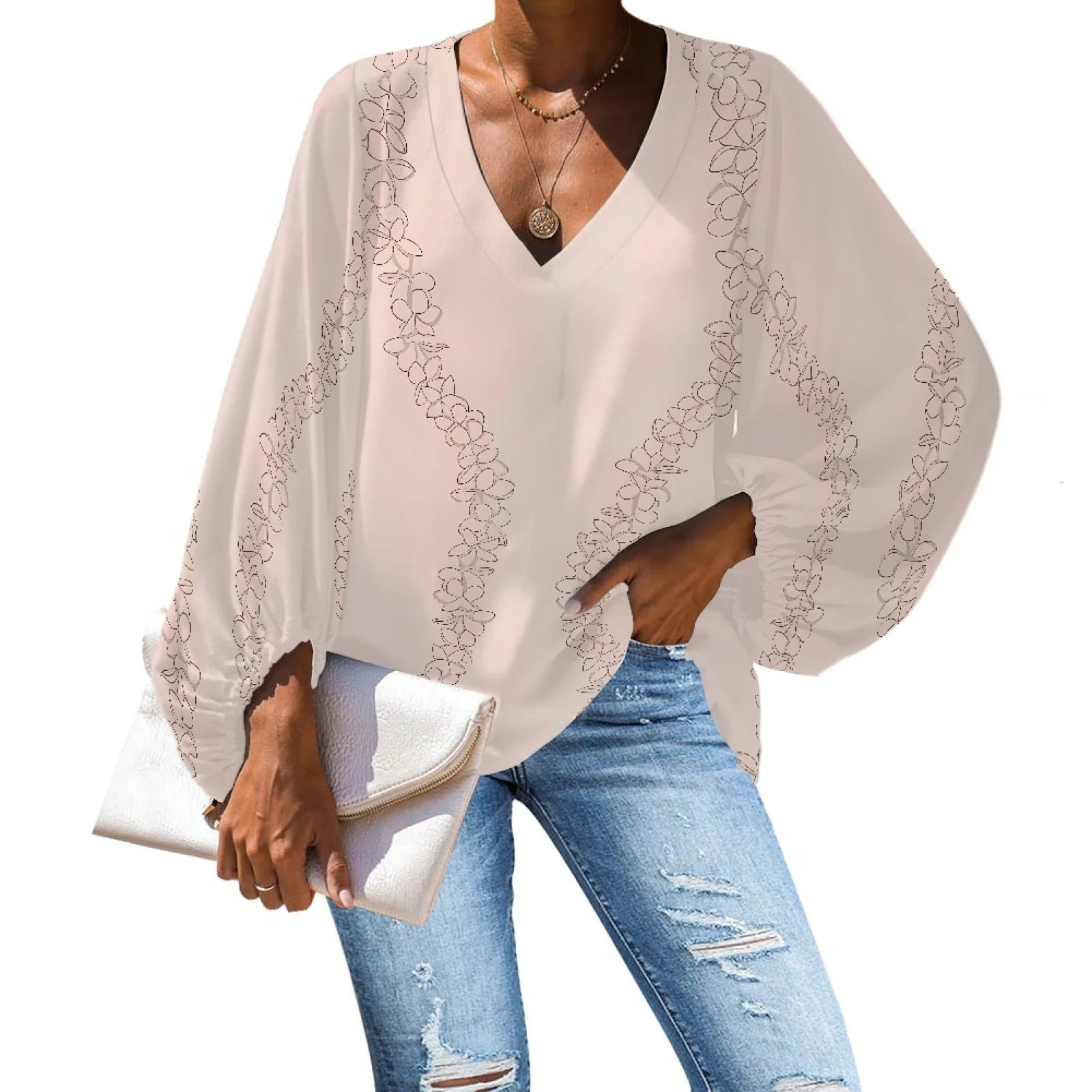 Light Pink Hawaii Style Casual Modest Blouse&Shirts Ladies Luxury Flare Blouse Polynesian Design Blouses and Shirts for Women