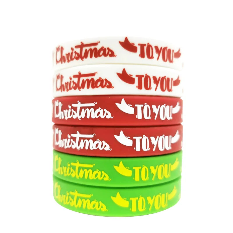 Hot Selling Silicone Wristband Merry Christmas Bracelet for Men Women  Holiday Events