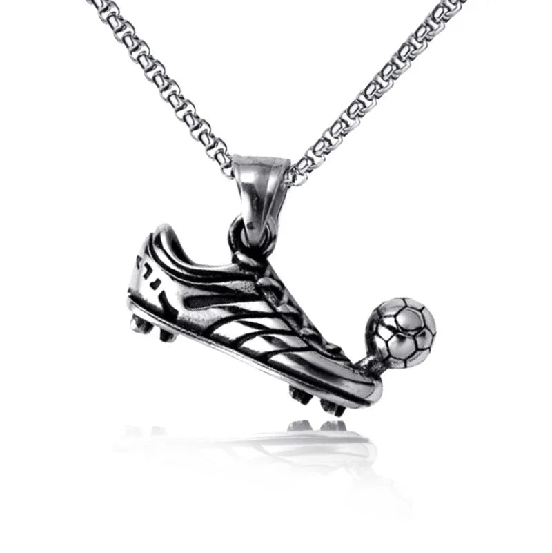 Factory Punk Jewelry Street Personality Stainless Steel Necklace Fashion Fan Sneakers Kicks Soccer Necklace Gifts for Women Men