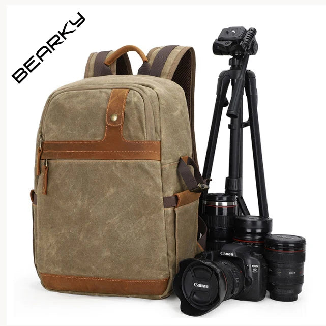 BEARKY Waterproof Canvas Padded Lady Travel Backpack DSLR Lens Digital Gear & Camera Bag with Stylish Pattern