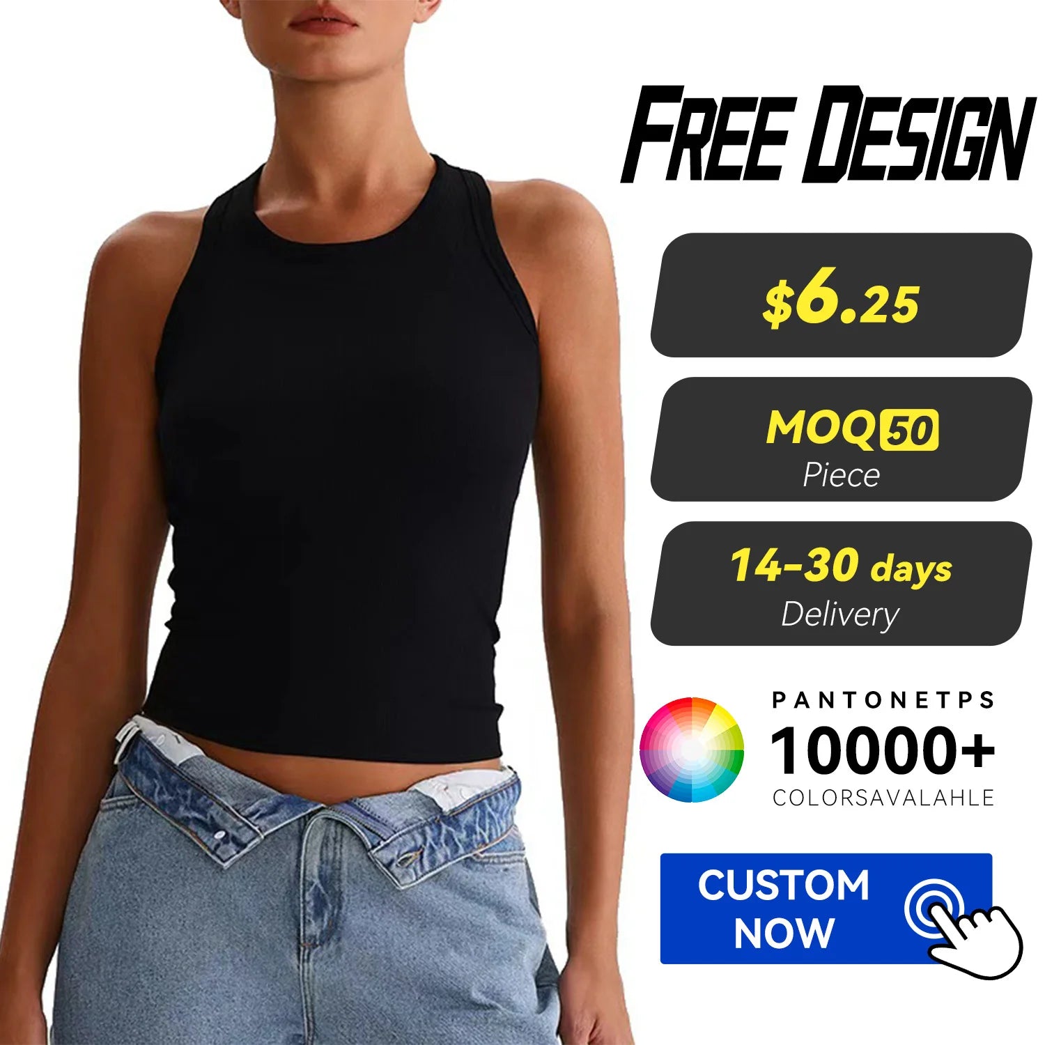 Custom Logo Lightweight High Stretch Sleeveless Ribbed Knit Yoga Vest Solid Pattern Quick Dry Breathable Skinny Fit Sports
