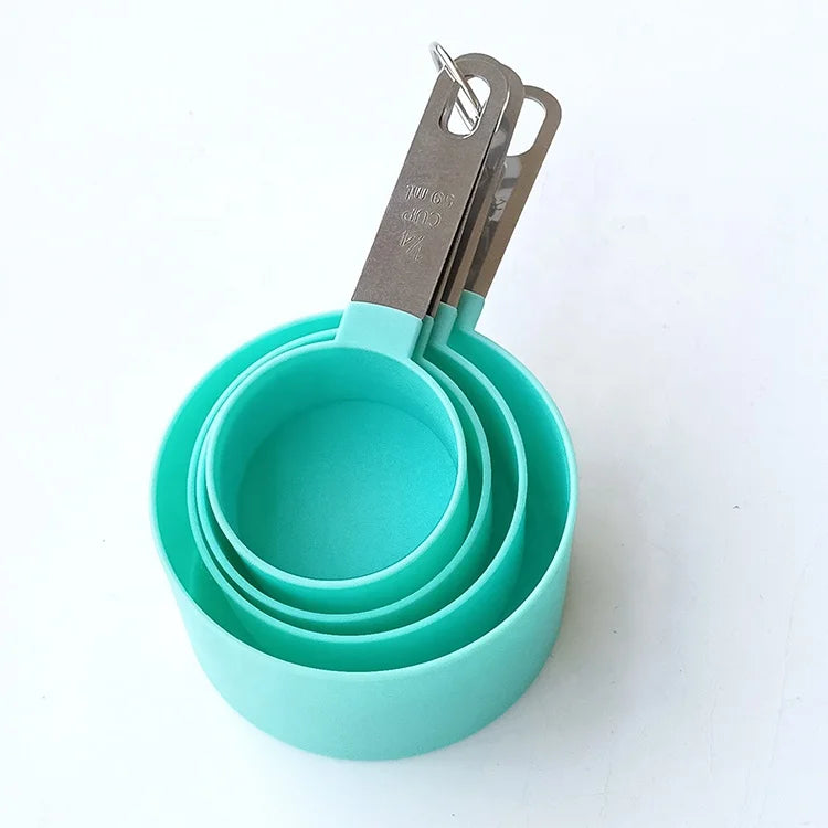 Eco-Friendly Plastic Measuring Cups Spoons Set Customized Color Clear Marks for Solid Liquid Ingredients Home Kitchen Bakeware