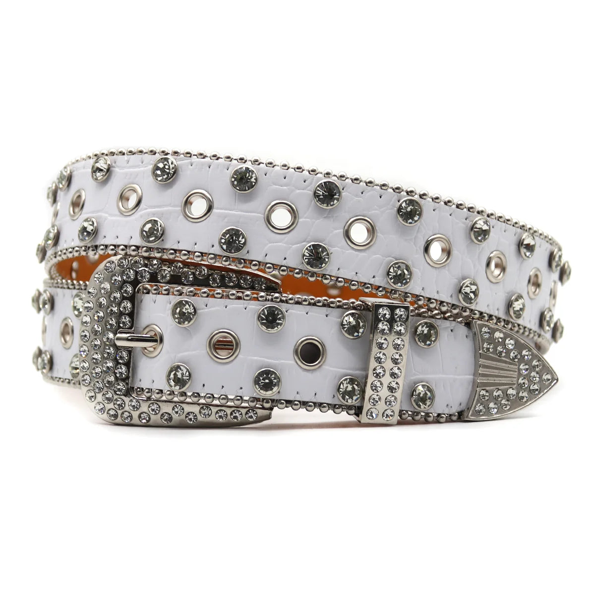 Western New Design Luxury Crystal Rhinestone Alloy Buckle Full Diamond Punk Fashion Trend Unisex Loose Belt