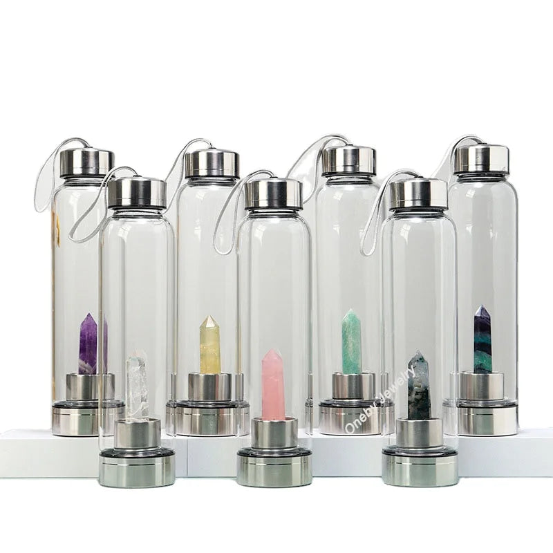 Wholesale Energy Crystal Glass Natural Gemstone Stone Drinking Quartz Crystal Water Bottle