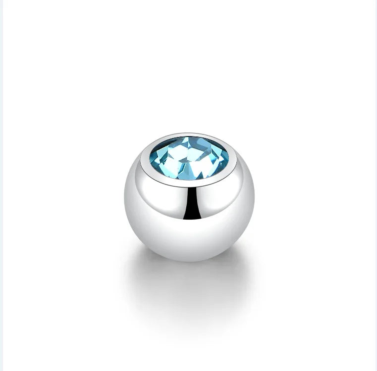 3mm 4mm 5mm 6mm Body Jewelry Accessories Beads End Screws With Rhinestone Stainless Steel Piercing Ball Screw Replacement