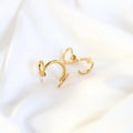 Female Models 18K Gold Plated Stainless Steel Geometric 3D Three Coil Stud Earrings Trendy Irregular Twisted Twist Curve Metal