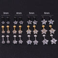 G23 Titanium Earrings Stainless Steel 3mm-6mm Pentagram Zircon Tragus Rook Helix Piercing Jewelry Stud Earrings