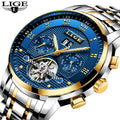 LIGE 9841  New Men Sport Mechanical Watch Men Luxury Waterproof WristWatch New Fashion Casual Men Watches Relogio Masculino
