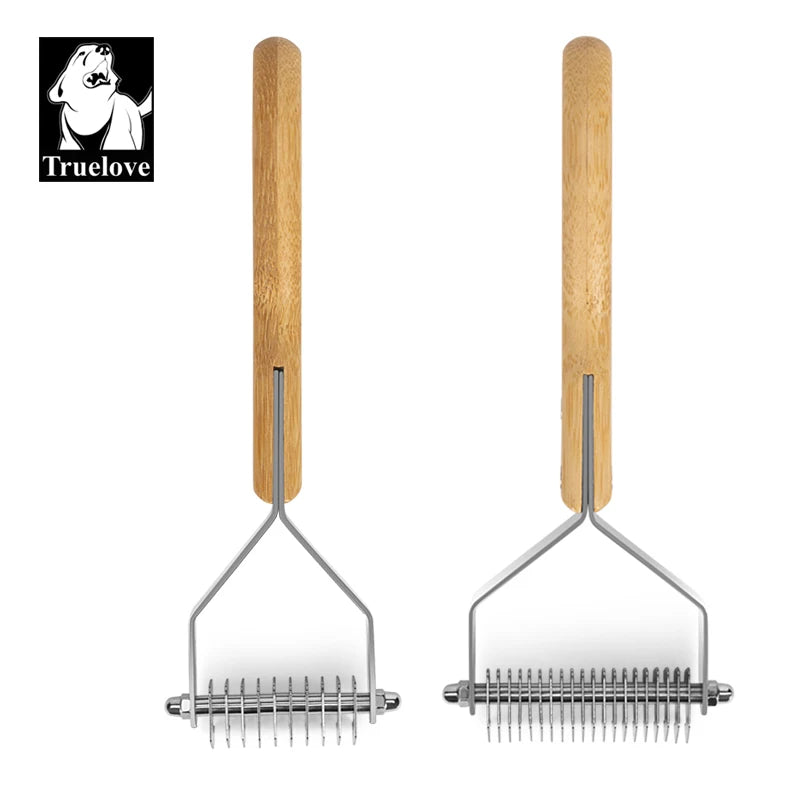Truelove Wholesale Pet Deshedding Brush Comb Stainless Steel Removes Comfortable Eco-friendly Bamboo Cat Dog Pet Grooming Tool