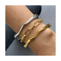 ERESI Irregular Minimalist Cuff Bangle Gold Plated Chain Bracelet Bangle Stainless Steel Jewelry Bijoux En Acier Inoxydable