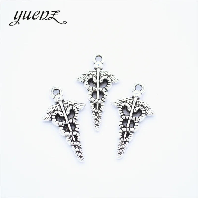 Yuenz Zinc Alloy Vintage Double Snake Stick Pendant DIY Ornament Accessories Wholesale Factory Direct Sales