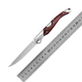 Luxury French Mini Camping Survival Kit with Stainless Steel Push Button Folding Pocket Knife Featuring Wood Handle