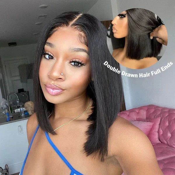 4x4 5x5 6x6 Frontal Double Drawn HD Vietmanese Bone Straight Human Hair Bob Wig Luxury SDD Lace Front Straight Bob Wig for Women