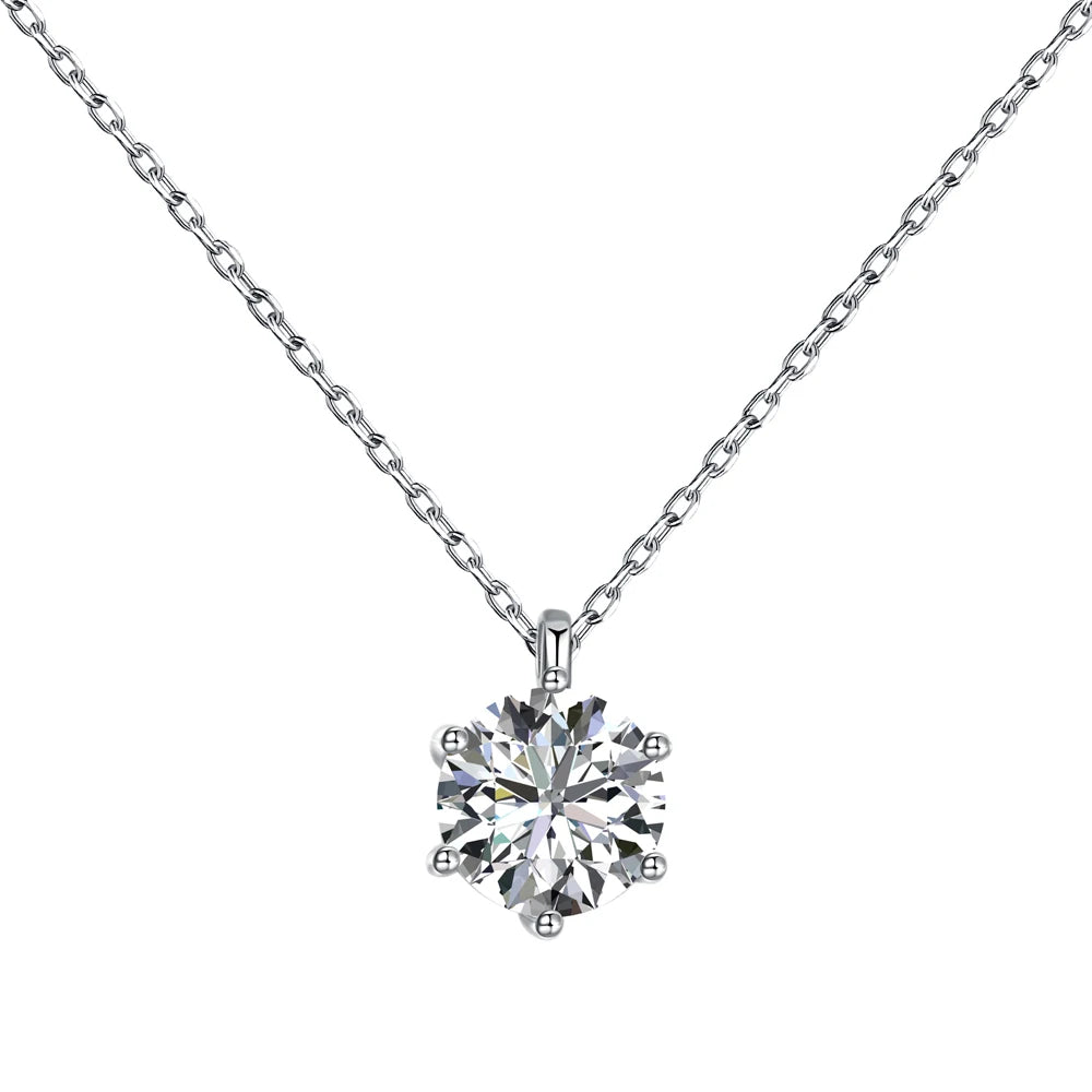 Dylam Classic Valentine's Day Gift Jewellery S925 Silver 6.5mm 7.5mm 8.5mm Solitaire 5A Zirconia Jewelry Pendant Necklace