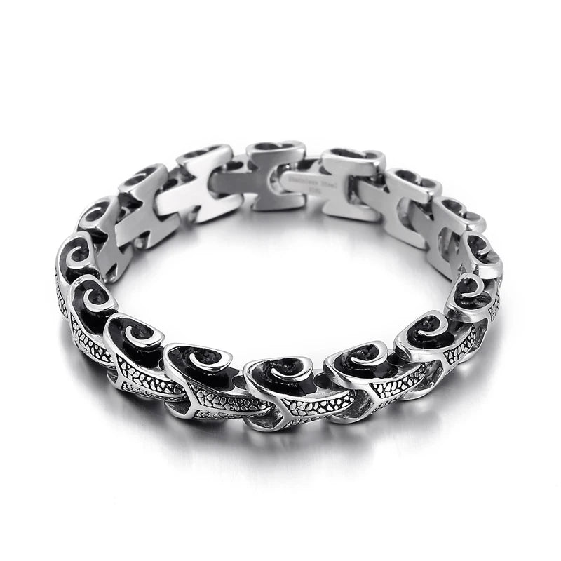 KALEN Casting Man Stainless Bracelets Steel Pulsera Para Hombre En Plata