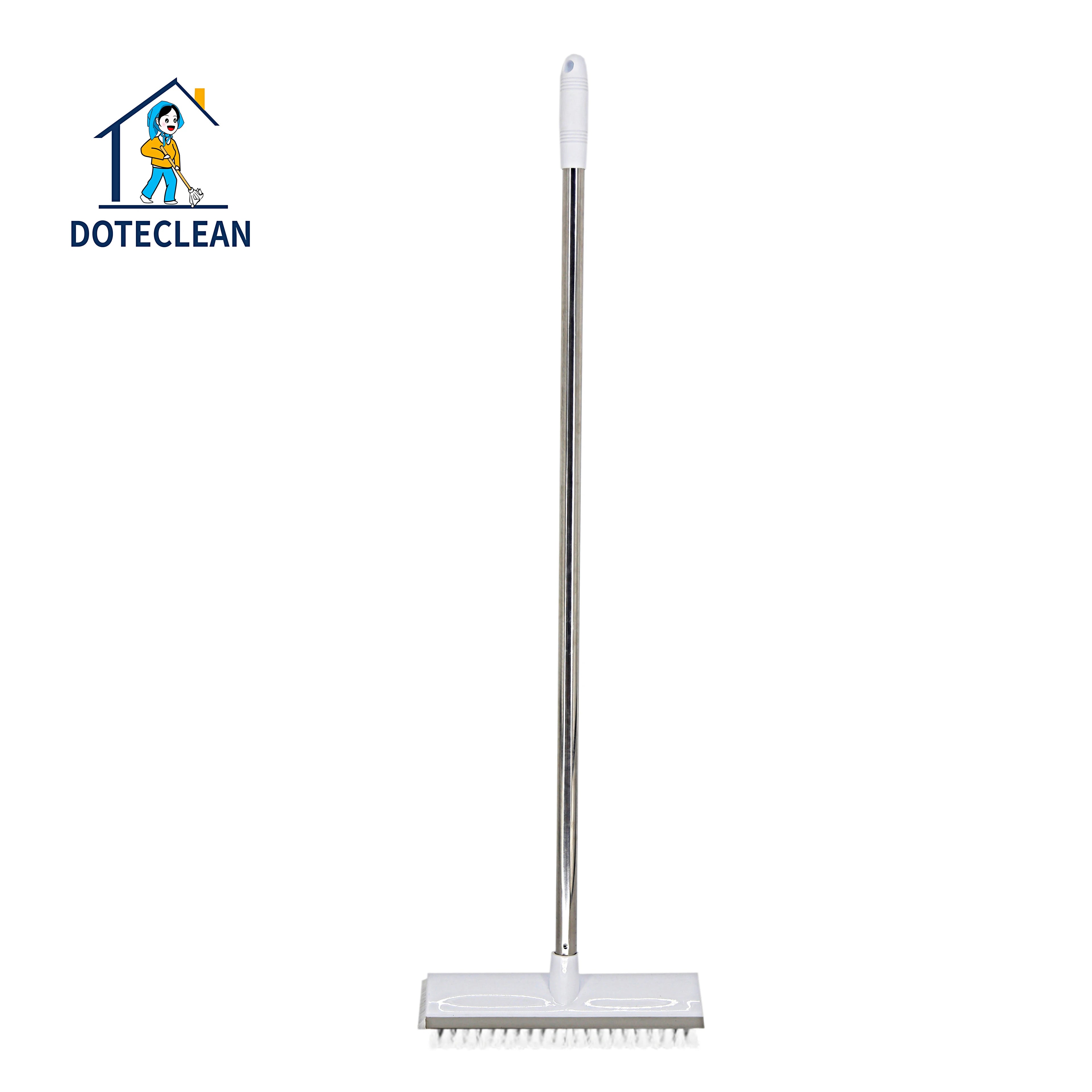 1 Pole-- Long Handle Scrubbing Floor Bathroom Plastic Cleaning Brush with Rubber Squeegee