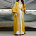 Wholesale Crepe 2 Piece Abaya Set Ramadan EID Muslim Dress Long Puff Sleeve Sequin Abaya With Slip