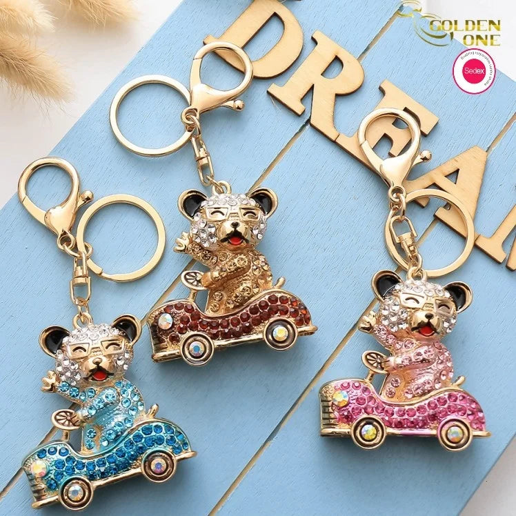 Hot  Sale Custom Koala Pink Bear Tree Charm Lovely Jewelry Anime Shiny Gold Cute Animal Tiger Motel Metal Keychain for Women Bag