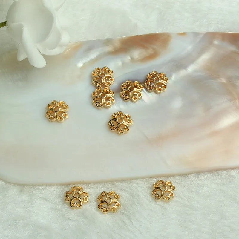 Wholesale Bead Caps Gold Plated  Metal Filigree Flower Cap Shape Bead for Jewelry Bracelet Necklace Making