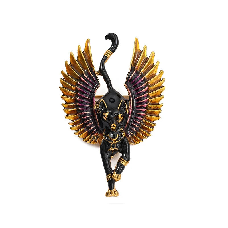 New Product Ideas Enamel Oil Drop Ancient Egyptian Animal Brooch Men Antique Lion Sphinx Brooch