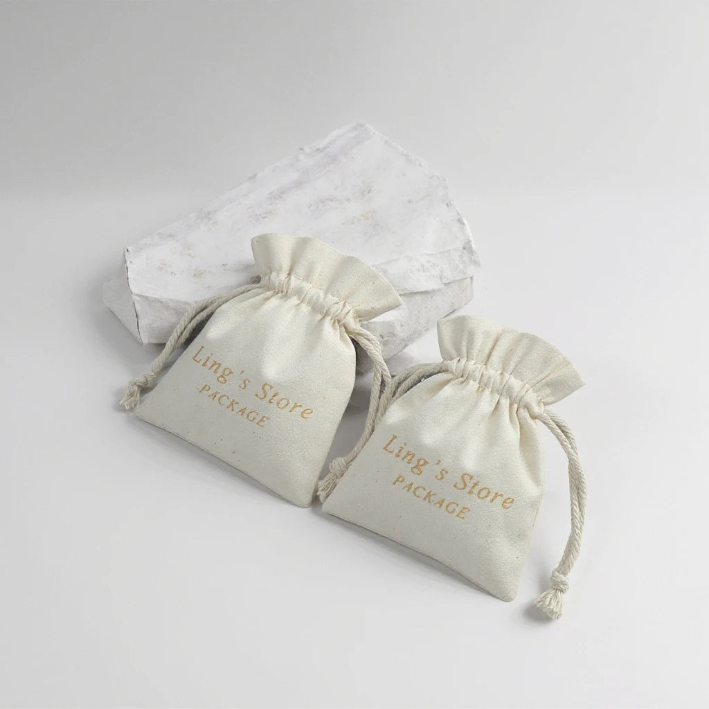 7*9cm Custom Silkscreen Logo Cotton Drawstring Pouch Suede Packaging Bag for Jewelry