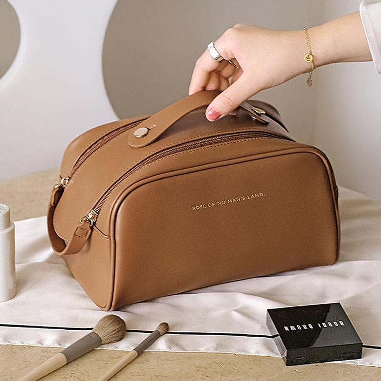 2023 Custom Private Label Waterproof Pink Soft Pu Leather Portable Make up Cosmetic Makeup Bag Pouch Travel Organizer Bags Case