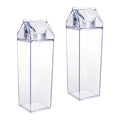 Amazons Hot Sell 500ML Square Drinking Bottle Plastic Clear Acrylic Milk Carton Water Bottle