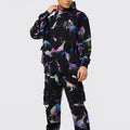 New Design Oversized Men Tracksuit Two Piece Tie Dye Hoodie Street Wear Men Pockets Pants Set