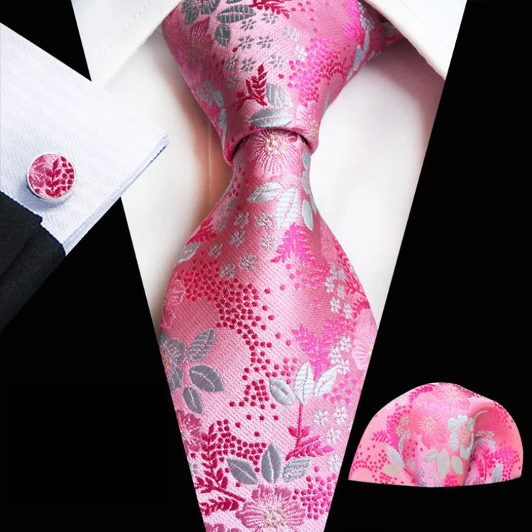 Fashion Ties for Men Italian Wholesale Men Ties and Hanky Cufflinks Set Luxury Neckties With Pocket Squares