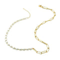 High Quality Gold Plated Jewelry Wholesale Brass Link Chain Shell Beads Pendant Pearl Necklace