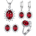 2025 New Classic Retro Jewelry Set Ruby Zircon 4-piece Jewelry Set Wedding Women