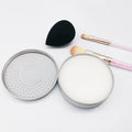 Hotsale Solid Makeup Sponge Cleaner Soap with Silicone Mat in Aluminum Tin