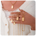 18K Gold Plated Stainless Steel Waterproof Jewelry Lovers Stars Sun Vintage Square Tarot Card Pendant Necklace for Women