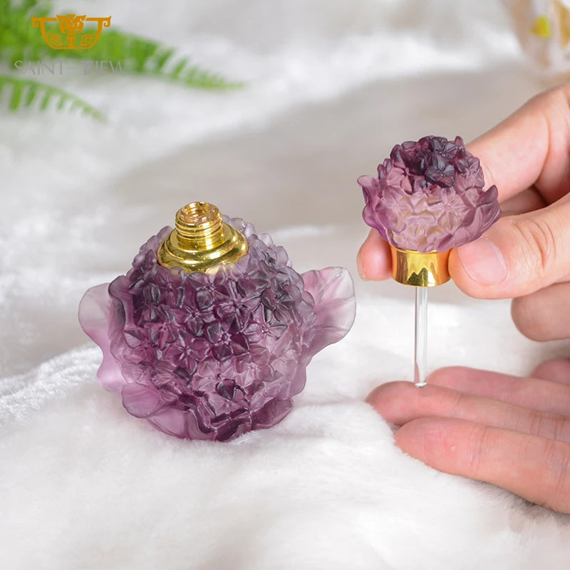 SAINT-VIEW Factory Wholesale Handmade High-Grade Crystal Hydrangea Engraved Fashion Trend Skin Care Decor Roll Attar Set