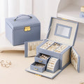 Luxury Portable Three-Layer Drawer Jewelry Case New Rectangle Jewelry Box with Handle for Wedding Ring Earrings Necklace