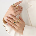 Personalized White Green Zircon Female Titanium Steel Mesh Red Jewelry Rings for Girls Non Tarnish Jewelry 18K