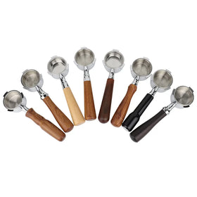 51mm Delonghi Compatible Stainless Steel Wood Coffee Bottomless Portafilter Funnel Wooden Handle Filter Holder for Home/Coffee