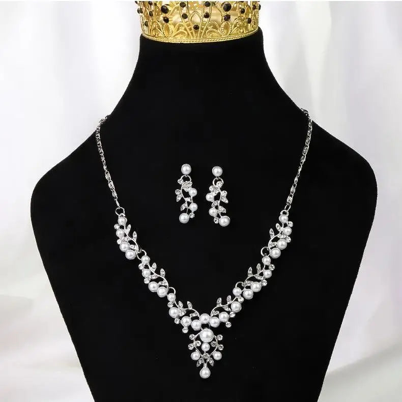 Wholesale Bridal Costume Jewellery Gifts Gold Silver Color  2 Pcs Necklace Earring Women Wedding Jewelry Set RS21SJ10-13