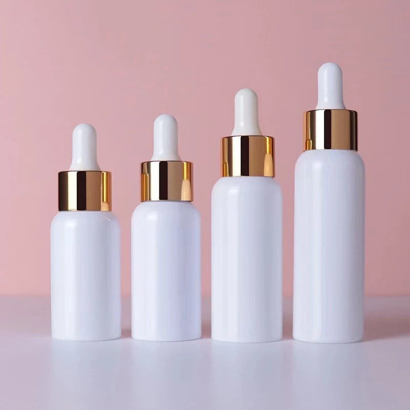 30ml/50ml/100ml Hot Sale White Plastic PET Shape Screen Printed Dropper Bottle for Skin Care Cream Facial Cleanser Eye Cream