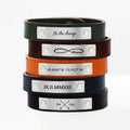 Personalized Engraving Bracelet Lovers Gift Stainless Steel Engraved Custom Genuine Leather Wristband Couple Bracelet for Men