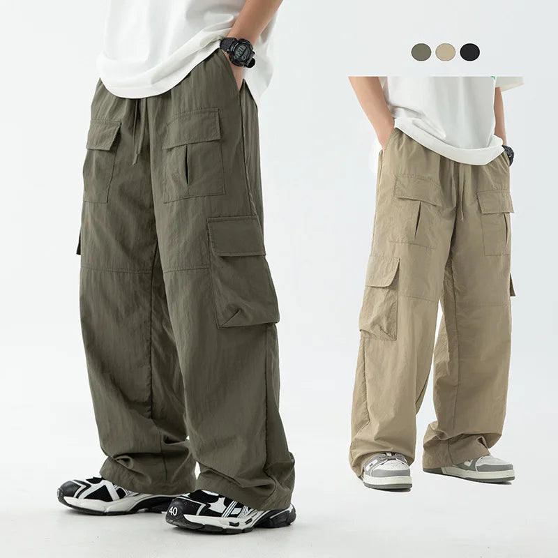 Multi-pocket Overalls Men's New Japanese Pants Patchwork Design Outdoor Loose Casual High Street Wide Leg Straight Cargo Pant