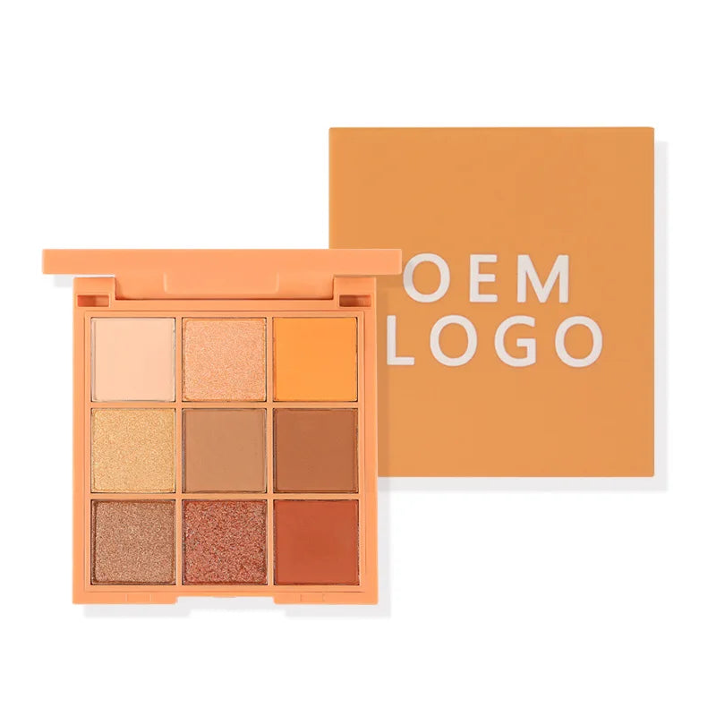New Arrival DIY 9 Colors Metallic Shimmer Luminous Waterproof Powder Eye Shadow Palette Long Lasting High Pigment for Dark Skin