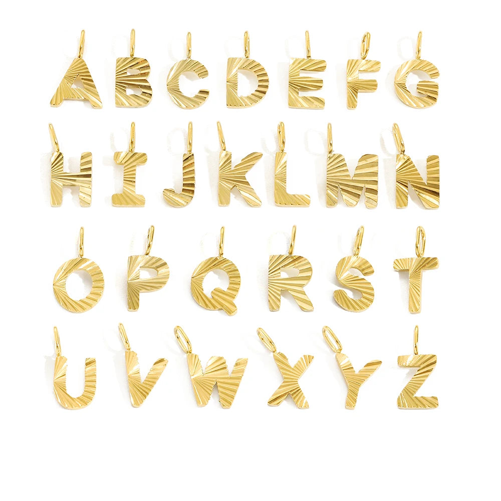Stainless Steel  English  26 A-Z Initial Alphabet  Charms Gold Letter Pendants for Jewelry