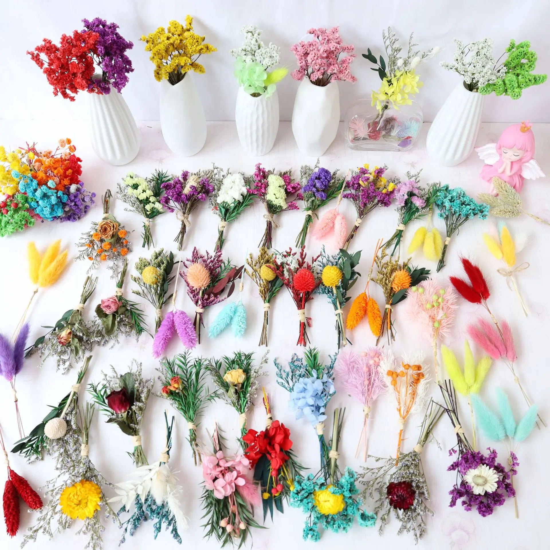 Fall & Autumn Decor Thanksgiving Christmas Easter Home Boho Flowers Orange Pampas Grass Fluffy Dried Flower Bouquet Mini 8cm