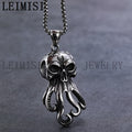 Fashionable Stainless Steel Punk Jewelry Water Proof Marine Animal Kraken Octopus Skull Hip Hop Rapper Pendant Necklace