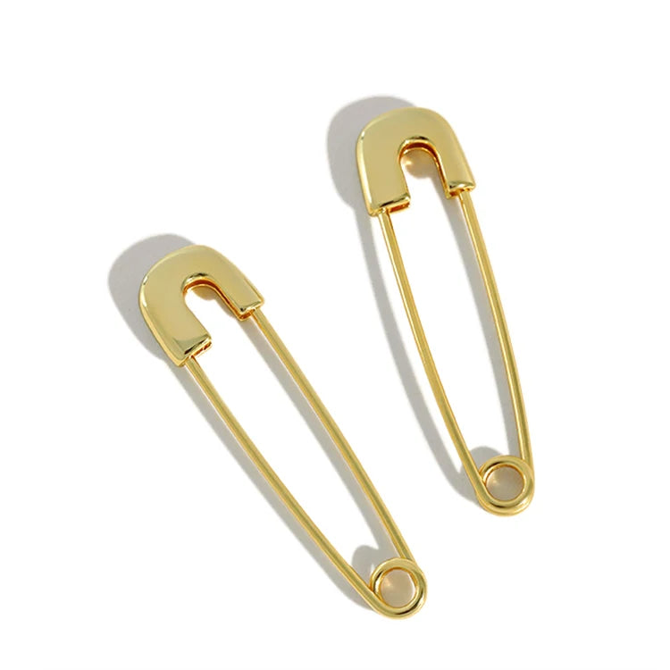 WMET336 Sterling Silver 925 Paper Clip Earrings Brooch Pin Personality Hip-hop Earrings  Hoop Earrings Ear Piercing for Unisex
